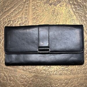 Vintage Monsac Original Black Leather Clutch Wallet